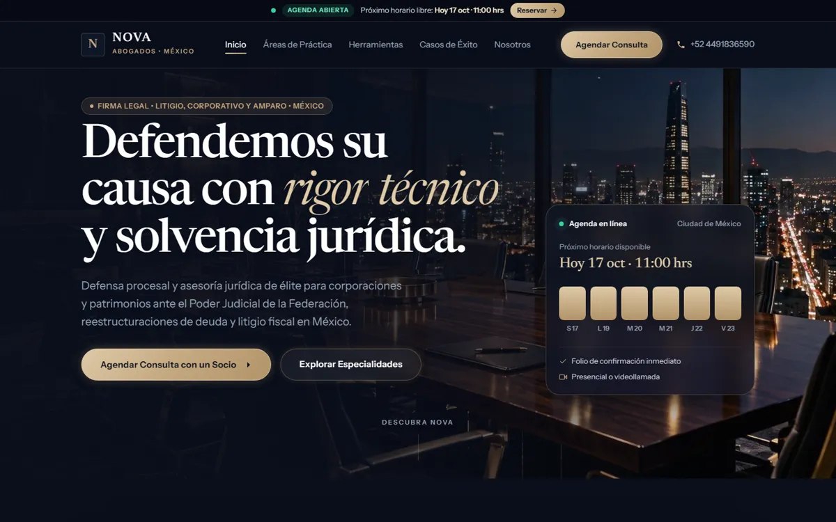 Sitio con agenda para despacho de abogados